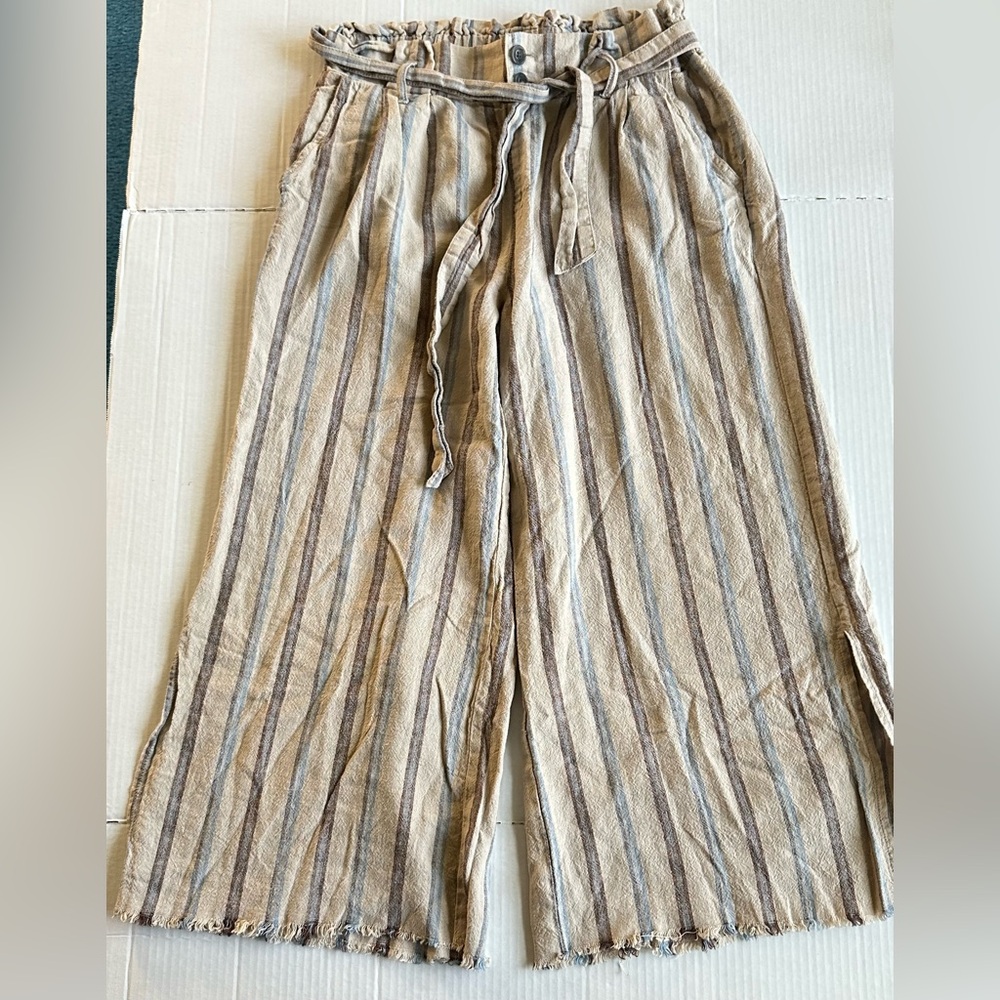 Rewash Women's High Rise Wide Leg Linen Blend Pants M